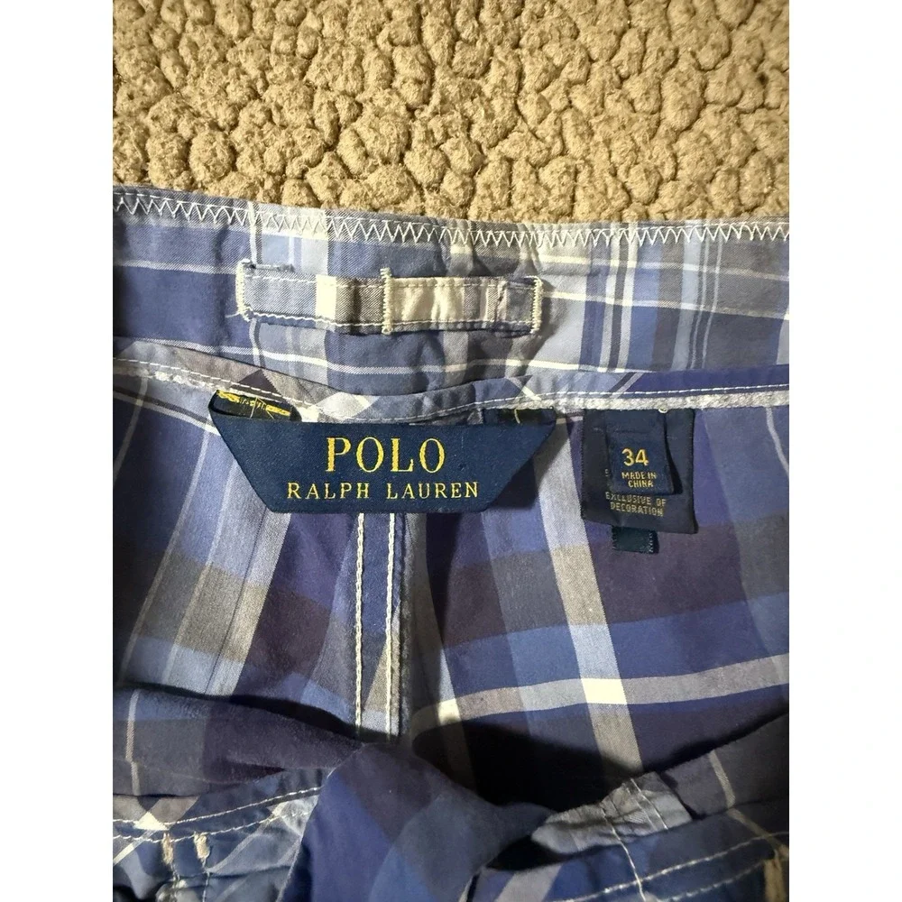 Polo Ralph Lauren Swim Trunks Board Shorts Men's Size 34 Blue Plaid